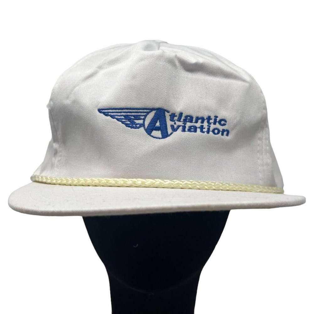 Atlantic Aviation Vintage Strapback Hat Cap Embroidered Aircraft Ground Support